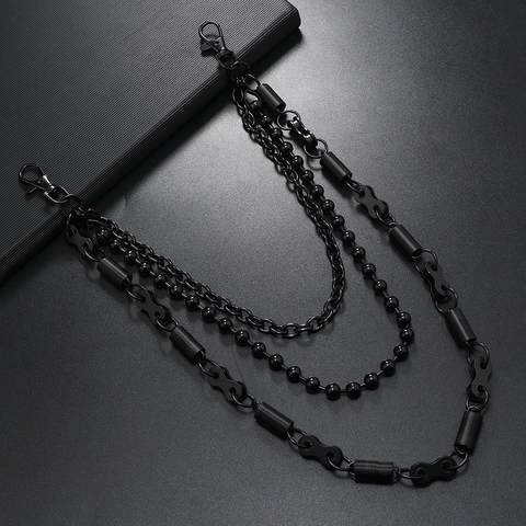 Cadena de Cintura de Metal Hip Hop Punk Multicapa Unisex Negro Mate Accesorio de Cinturón de Pantalón para Hombres Mujeres Joyería