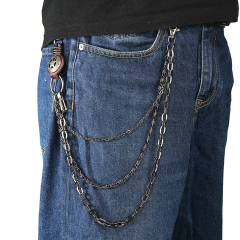 Punk Retro Meerlaagse Metalen Broekketting Voor Heren Dames Ster Lederen Patch Portemonnee Ketting Hip Hop Gothic Streetwear Tailleketting