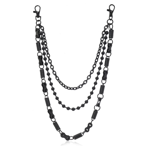 Cadena de Cintura de Metal Hip Hop Punk Multicapa Unisex Negro Mate Accesorio de Cinturón de Pantalón para Hombres Mujeres Joyería