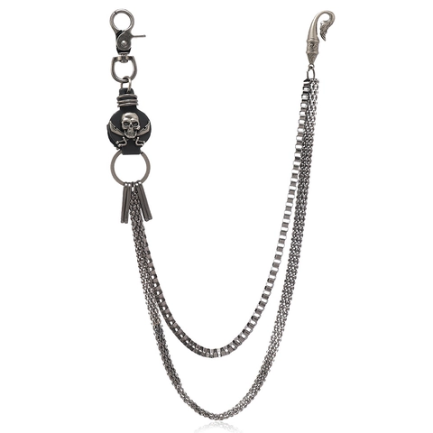 Punk Cadena de Pantalón de Cráneo Multicapa Aleación Hierro Cuero Hip Hop Cadena de Cartera Jean Para Hombre Mujer Joyería