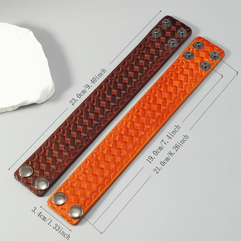 Vintage Breites Lederarmband Für Herren Rindsleder Legierung Verstellbar Punk Armreif Mit Geprägtem Muster Retro Schmuck Geschenk
