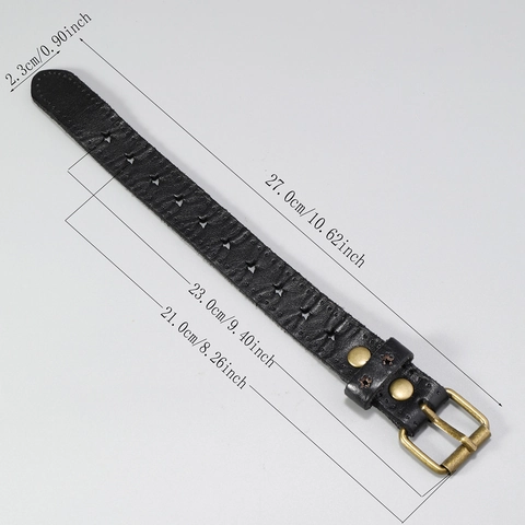 Bracelet en Cuir de Vachette Vintage Fait Main Avec Étoiles Ajourées Punk Rock Réglable Unisexe Bijoux en Alliage