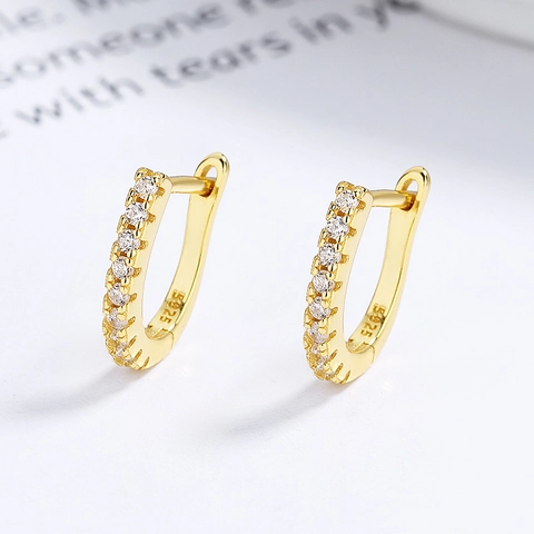925 Sterlingsilber Creolen in U-Form Für Damen Elegante Strass Eingelegt Mode Schmuck Huggie Ohrringe