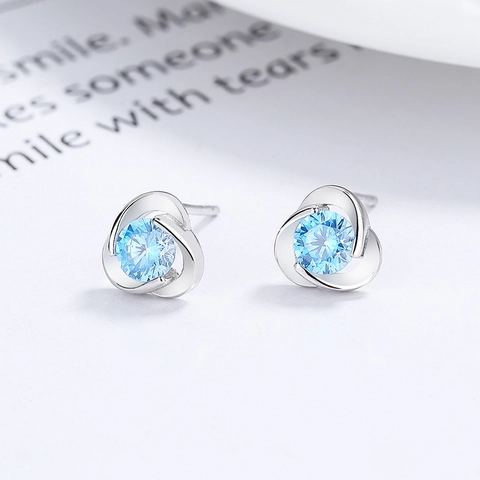 925 Sterling Silver Clover Stud Earrings For Women Vortex Flower Zirconia Screw Back Earrings Hypoallergenic Jewelry Gift