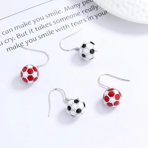 Orecchini a Gancio a Goccia Pallone da Calcio in Argento Sterling 925 per Donna Semplice Gioielli di Moda a Tema Sportivo