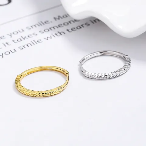 925 Sterling Silver Wheat Ear Open Ring For Women Adjustable Minimalist Braided Texture Finger Ring Fashion Hand Jewelry