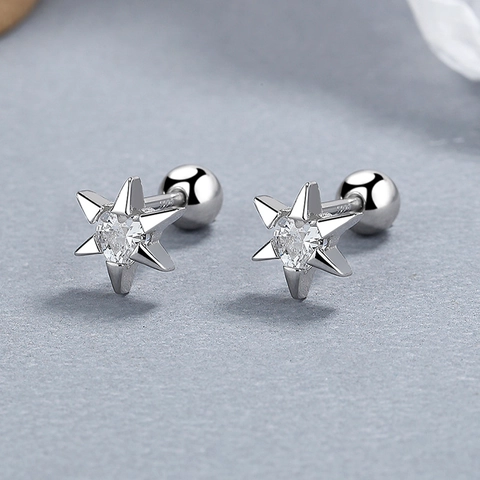 925 Sterlingsilber Herz Stern Ohrstecker Für Damen Zirkonia Hexagramm Hohlherz Schraubverschluss Ohrringe Schmuck Geschenk