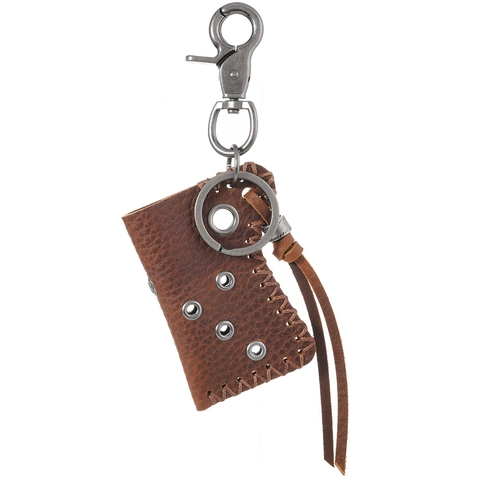 Portachiavi con Custodia per Accendino in Pelle di Vacca Retrò Cover Portatile con Nappina Cucitura a Mano Chiusura a Moschettone