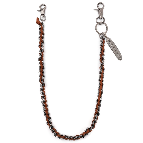 Retro Punk Rock Metall Taillenkette Für Herren Geflochtene Wildlederimitat Hosenkette Mit Federanhänger Hip Hop Schmuck