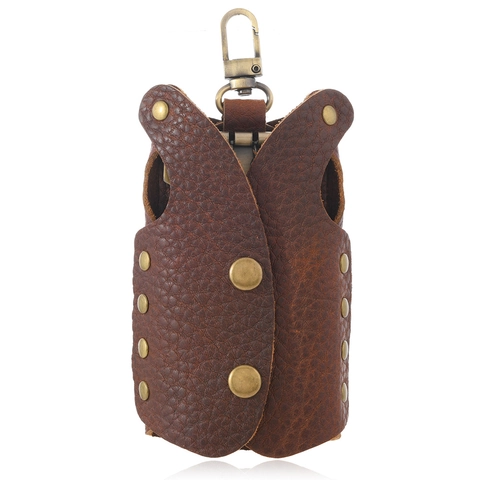 Custodia per Chiavi in Vera Pelle di Vacchetta Vintage a Forma di Gilet Con Rivetti in Metallo Trama Litchi Portachiavi