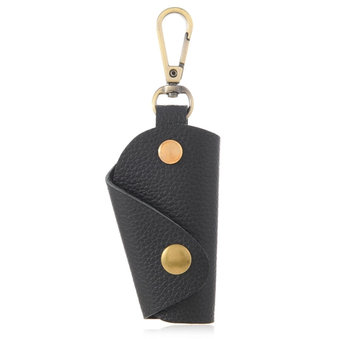 Portachiavi in Vera Pelle Retrò Custodia per Chiavi in Pelle di Vacca a Grana Litchi Organizer per Chiavi Minimalista con Gancio in Metallo