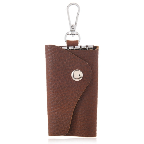 Vintage Rindsleder Schlüsseletui Mit Metallschnalle Litschimuster Schlüsselmappe Tragbarer Schlüssel-Organizer Tasche Für Herren Damen