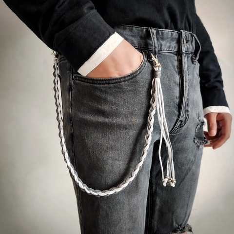 Chaîne de Taille en Fil Ciré Tissée à la Main Avec Mousqueton en Alliage et Glands Pantalon Punk Streetwear pour Hommes Femmes Bijoux