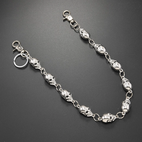 Punk Gothic Totenkopf Metall Hosenkette Silber Hip Hop Skelett Taillenkette Für Jeans Halloween Party Unisex Accessoires