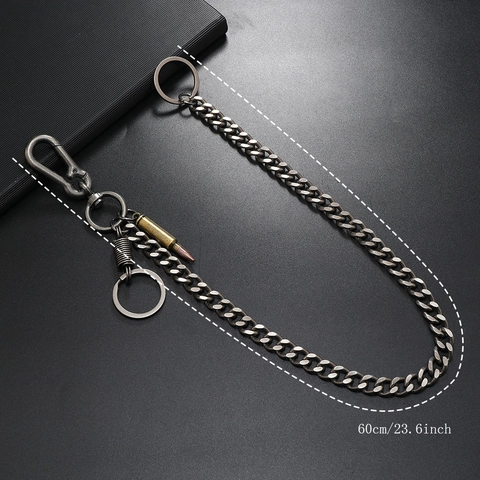 Heren Gothic Metalen Portemonnee Ketting Punk Kogel Hanger Antiek Zilver Hip Hop Rock Biker Meerlagige Taille Ketting