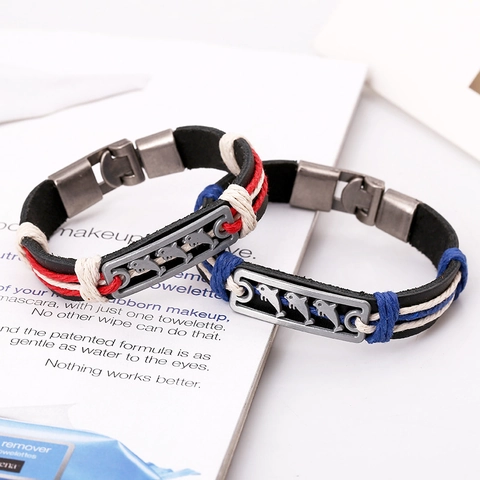 Bracciale di Coppia in Pelle di Vacchetta Vintage con Delfino per Uomo Donna Piastra in Lega Intrecciata Fatto a Mano Gioielli