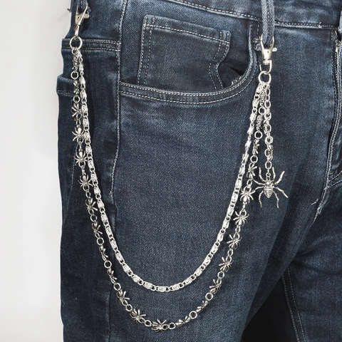 Catena per la Vita a Ragno Gothic Punk Multistrato in Metallo Argento Catena per Pantaloni Gioielli Hip Hop per Uomo Donna