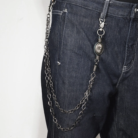 Catena in Vita in Metallo a Doppio Strato Vintage Punk Hip Hop Catena per Pantaloni Retrò Invecchiata per Uomo Donna
