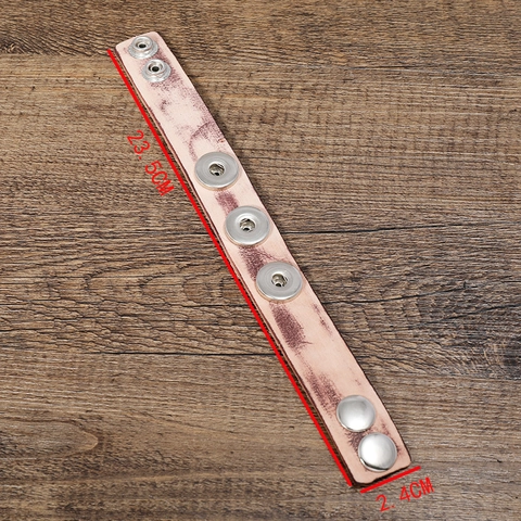 Retro Cowhide Leather Bracelet For Men Wide DIY Snap Button Punk Style Wristband Copper Iron Accents Cuff Jewelry Gift
