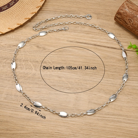 Boheems Zilveren Metalen Tailleketting Riem Voor Dames Legering Ovaal Schijfje Lichaamsketting Voor Zomer Strand Jurken Accessoires