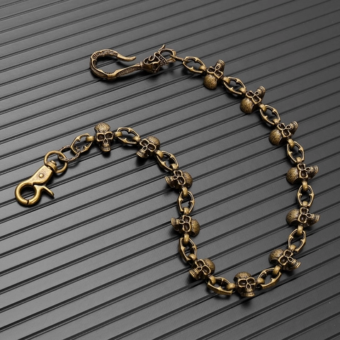 Punk Retro Skull Pants Chain For Men Women Gothic Metal Wallet Chain Motorcycle Biker Jeans Belt Waist Chain Halloween Accessory
