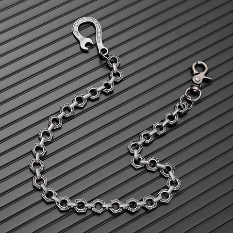 Cadena de Cintura de Metal Punk Industrial Con Eslabones de Tuerca Hexagonal Hebilla de Llave Inglesa Cadena para Pantalones