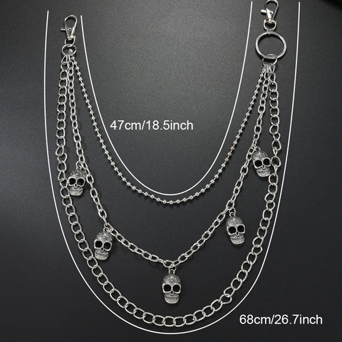 Mehrlagige Totenkopf Metall Tallienkette Punk Gothic Hip Hop Hosenkette Für Jeans Streetwear Unisex Deko Hosenkette Silber