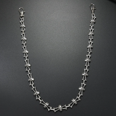 Cadena de Metal Punk Calavera Huesos Cruzados para Hombre Mujer Plata Aleación Hierro Hiphop Gótico Cadena de Cintura Jeans
