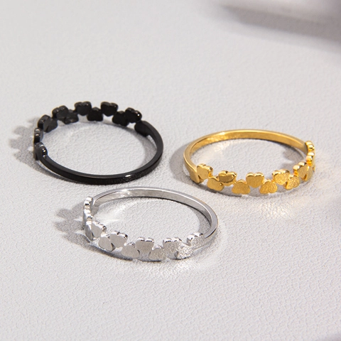 Anello Minimalista in Acciaio Inossidabile a Cuore Cavo per Donna Oro Argento Nero Galvanizzato Gioielli Stile Dolce Regalo