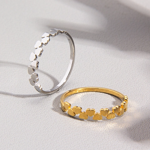 Anello Minimalista in Acciaio Inossidabile a Cuore Cavo per Donna Oro Argento Nero Galvanizzato Gioielli Stile Dolce Regalo