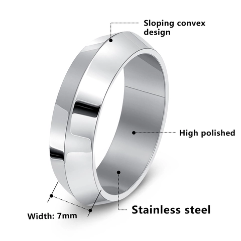Minimalist Titanium Steel Beveled Edge Ring For Men Punk Style Polished Geometric Plain Band Fashion Jewelry Gift