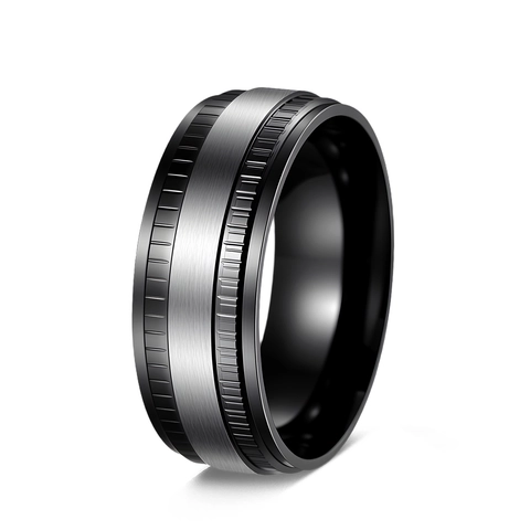 Anello Battistrada in Acciaio al Titanio da Uomo Design a Ingranaggi Moda Metallo Spazzolato Fede nuziale Regalo per Uomo Gioielli