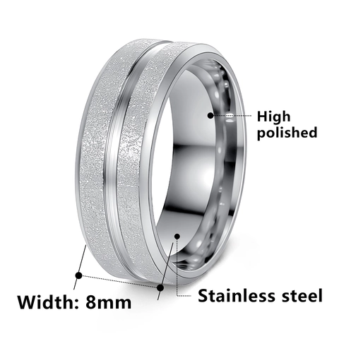 Titanium Steel Frosted Ring For Men Women Polished Groove Band Ring Fashion Minimalist Couples Valentine Day Gift Jewelry