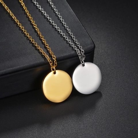 Minimalistische Halskette Aus Edelstahl Mit Rundem Anhänger Gold Silber Überzogen O Gliederkette Damen Mode Schmuck