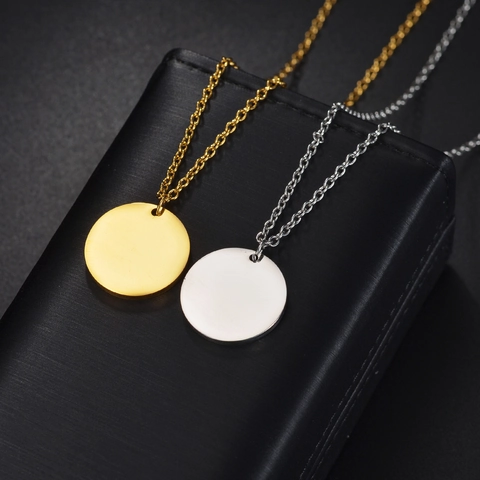 Minimalistische Halskette Aus Edelstahl Mit Rundem Anhänger Gold Silber Überzogen O Gliederkette Damen Mode Schmuck