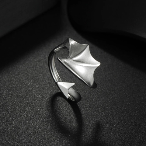 Gothic Angel Devil Wing Couple Open Rings Titanium Steel Gold Silver Plated Bat Wing Arrow Adjustable Punk Rings Unisex Jewelry Gift