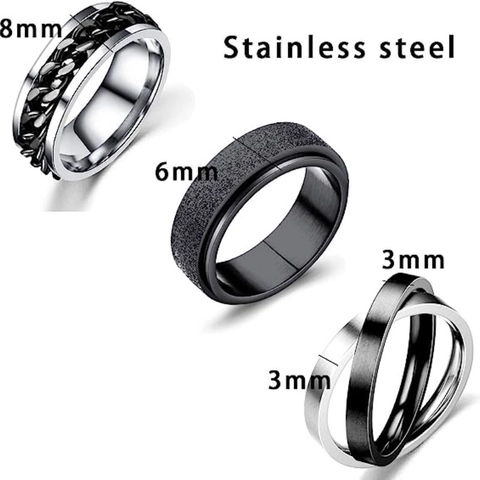 Titanstahl Spinner Angst Ring Set Für Herren Damen Stressabbau Geometrisches Band Finger Schmuck Geschenk Für Den Alltag