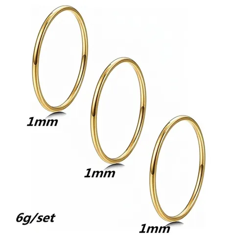Minimalistische Dunne Titanium Staal Eenvoudige Ring Stapelringen Voor Dames Heren Goud Zilver Verguld Geometrische Sieraden