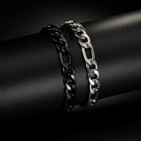 Stainless Steel Figaro Chain Bracelet Men Women Classic Hip Hop Link Wristband Fashion Polished Metal Jewelry Gift