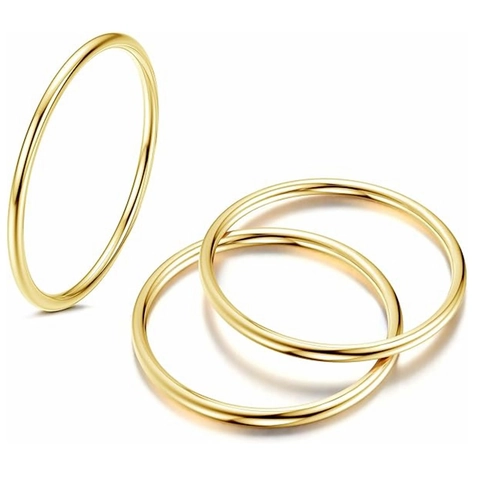 Minimalistische Dunne Titanium Staal Eenvoudige Ring Stapelringen Voor Dames Heren Goud Zilver Verguld Geometrische Sieraden