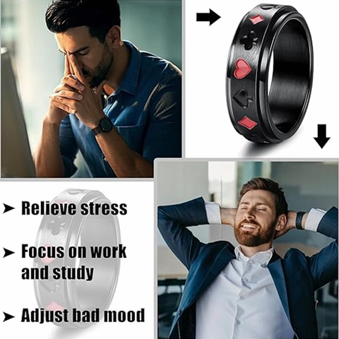 Titanstahl Spinner Angst Ring Set Für Herren Damen Gothic Punk Römische Ziffer Poker Kettenglied Band Finger Schmuck Geschenk