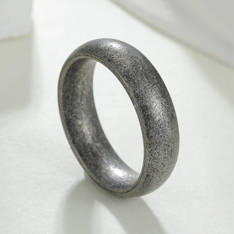 Anillo de Banda de Acero Inoxidable 304 para Hombre Mujer Plata Antigua Envejecida Retro Simple Anillo de Dedo Joyería