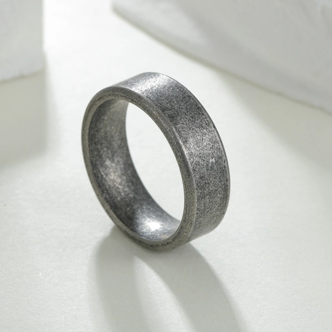 Vintage Distressed 304 Stainless Steel Ring For Men Women Antique Silver Color Industrial Minimalist Unisex Band Ring Fashion Jewelry