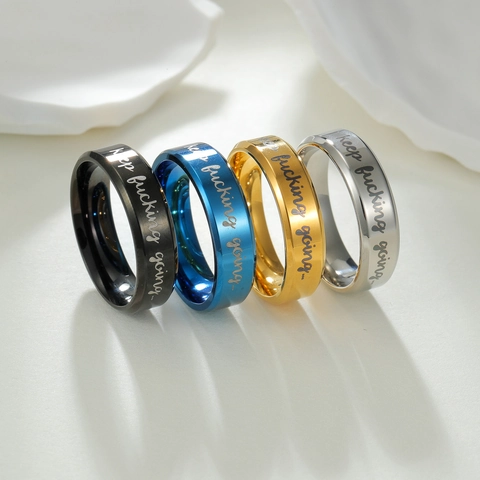 Edelstahl Inspirierender Ring Graviert Keep Fucking Going Minimalistisch Bandring Für Damen Herren Mode Schmuck Geschenk