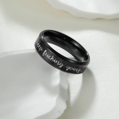Edelstahl Inspirierender Ring Graviert Keep Fucking Going Minimalistisch Bandring Für Damen Herren Mode Schmuck Geschenk