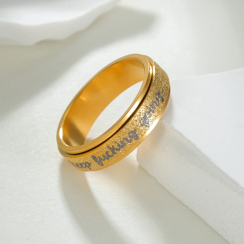 Titanstahl Mattiert Spinner Fidget Ring Für Herren Damen Motivational Keep Fucking Going Inschriften Rotierender Ring