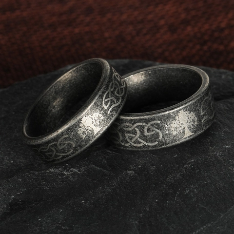 Anello Vintage Albero Della Vita Nodo Celtico In Acciaio Inossidabile Argento Antico Vichingo Punk Anello Retro Unisex Gioielli Regalo