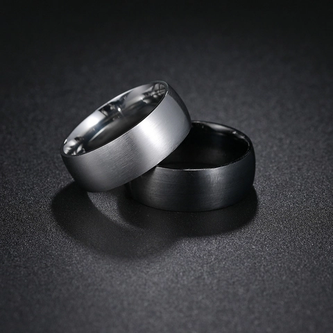 Ensemble de Bagues Vintage en Acier Titane pour Hommes Femmes Brossé Détérioré Minimaliste Bagues Bandes Noir Or Argent Bijoux Mode