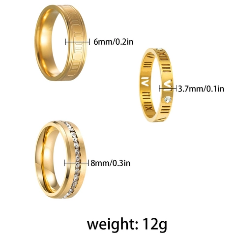Moda Acciaio Inossidabile Numeri Romani Anello Strass Design Cavo Oro Argento Placcato Gioielli Per Uomo Donna Quotidiano