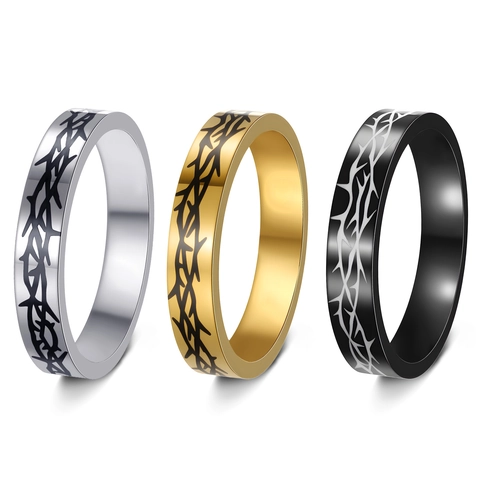 Edelstahl Dornenring Für Herren Damen Lasergraviert Punk Gothic Bandring Minimalistischer Schmuck Hochzeit Party Modeband